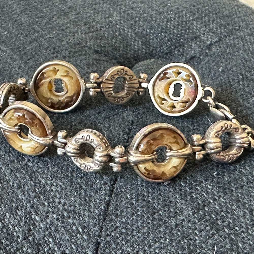 Brighton Silver and Brown Artistic Bracelet
